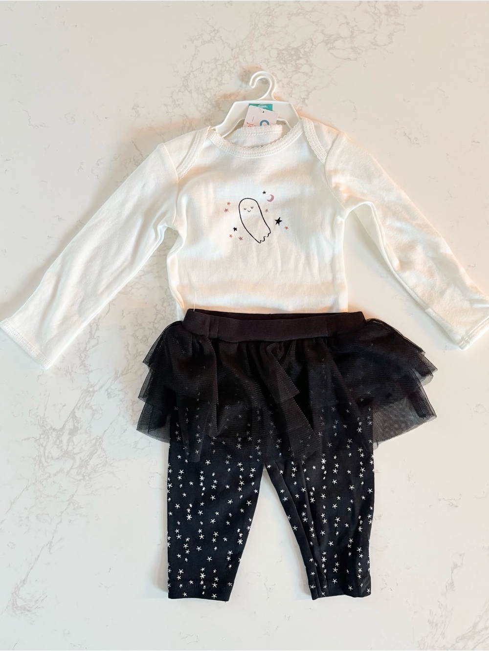 Carter's Girls Boo Ghost Halloween 2-Piece Outfit 3M Bodysuit Star Tulle Pants